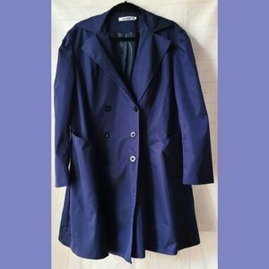 MEANEOR Trench Rain Coat Navy Blue Womens Sz 4XL Swing Double Breasted Lined NEW